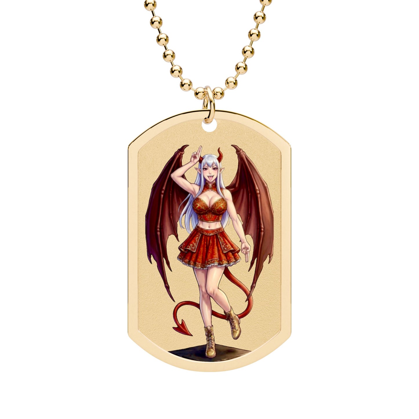 DemonBae Dog Tag Necklace — Gold or Silver Chain